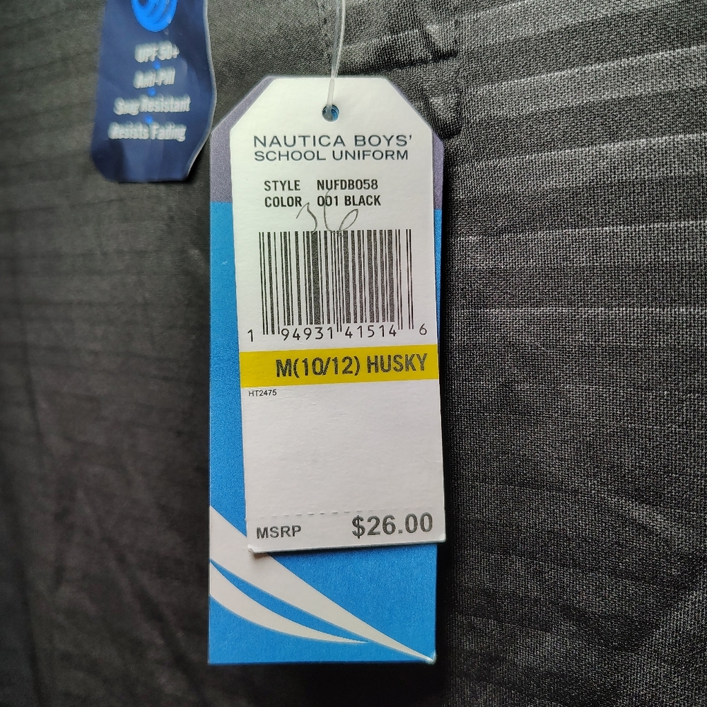 Nautica Boys School Uniform Polo – Black | M (10/12) Husky | NWT - Picture 6 of 8